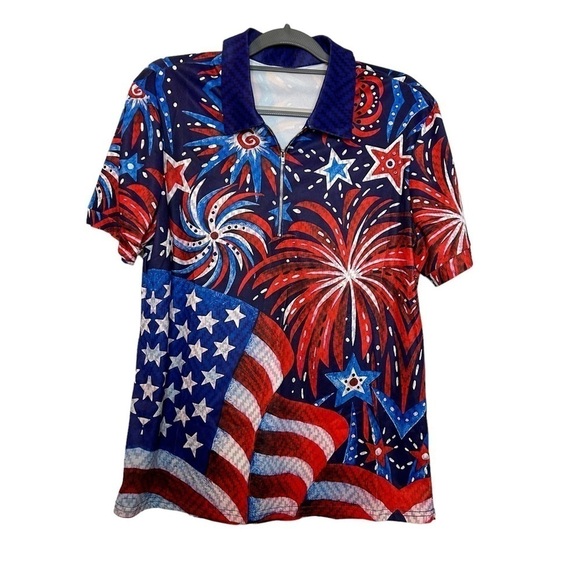4th of July Patriotic Fireworks Red White & Blue Two Piece Unisex Short Set - Picture 8 of 14